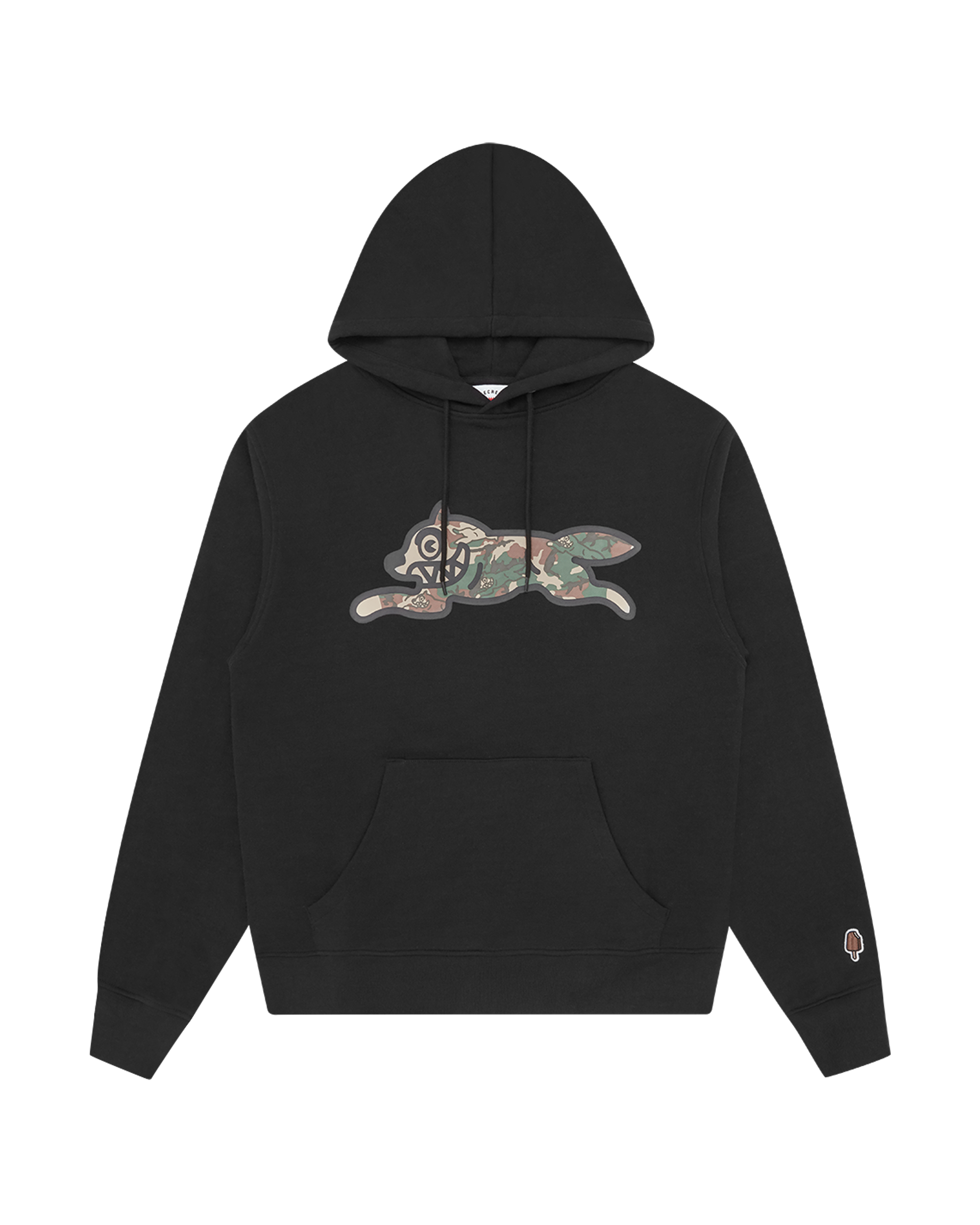 Woodland Camo Running Dog Popover Hood