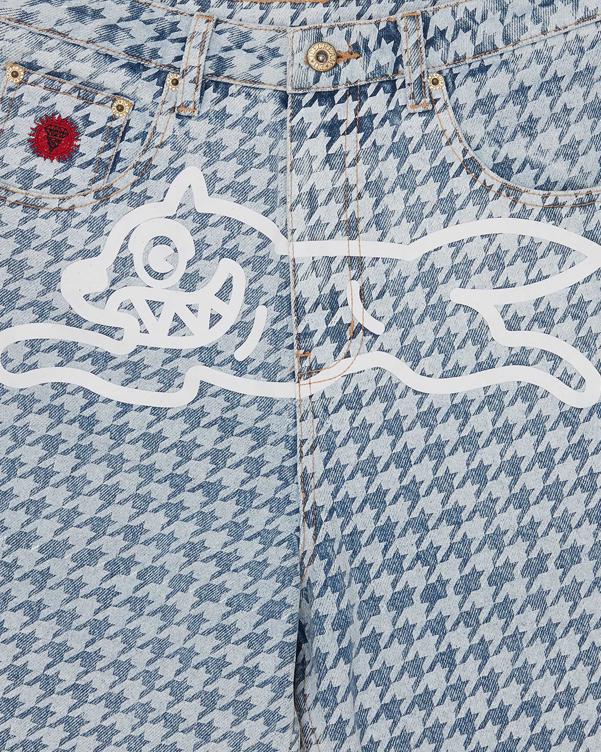 Womens Houndstooth Running Dog Shorts - Image 4