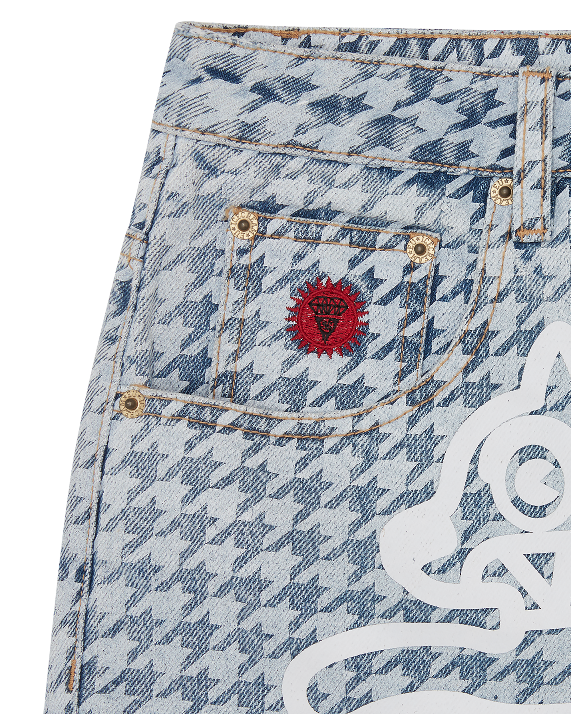 Womens Houndstooth Running Dog Shorts - Image 5