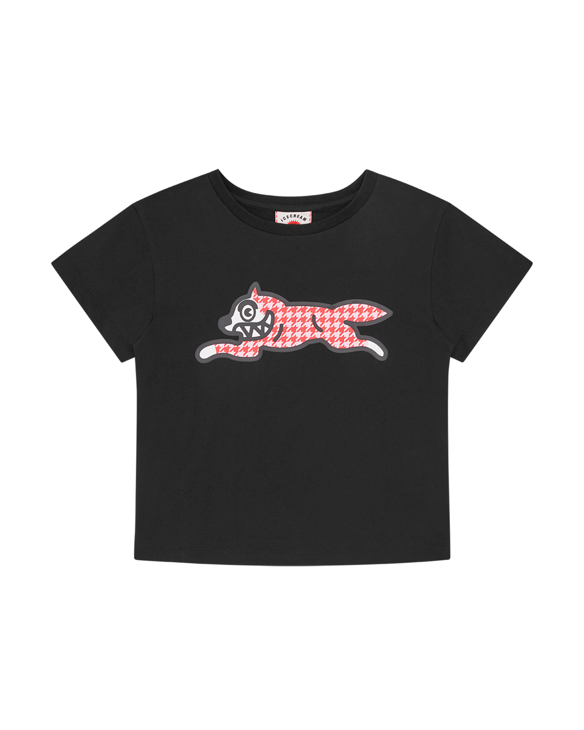 Womens Houndstooth Running Dog Baby Tee