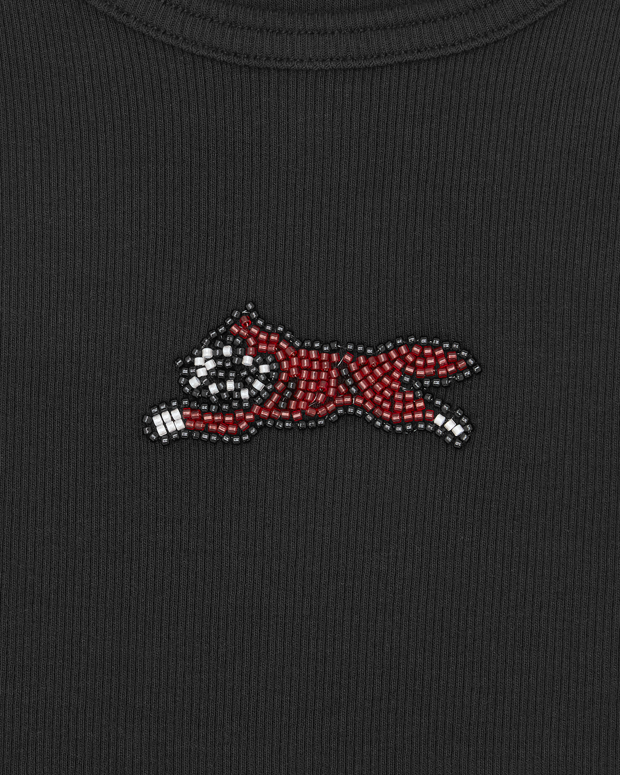 Womens Beaded Running Dog Ribbed Vest Top - Image 3